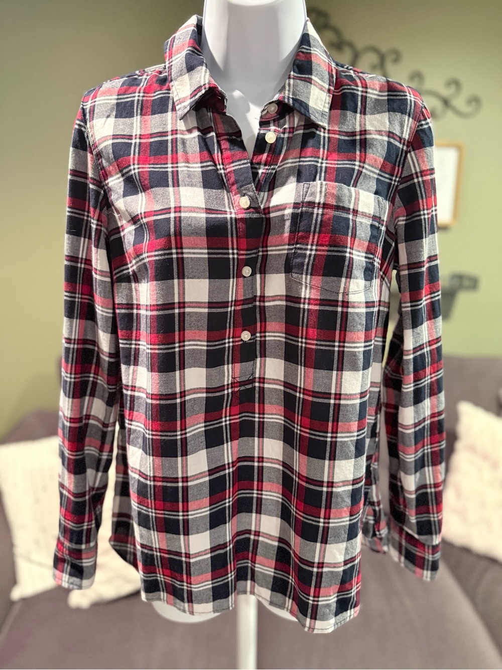Tommy Hilfiger Red, Navy & White Plaid Shirt